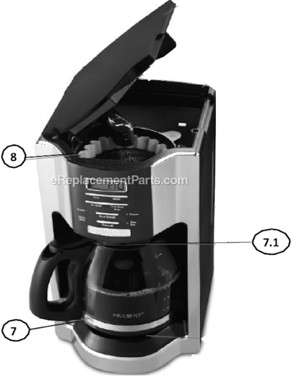 Page A Diagram and Parts List for BVMC-EHX20  Mr Coffee Coffee Maker